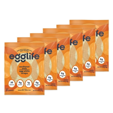 Egglife Egg White Wraps  Southwest  Egg White Wraps  36 Total Wraps (6-6 Packs) - Gluten Free  Dairy Free  No Flour  Sugar Free  Keto Friendly  Paleo 