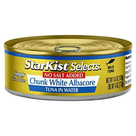 StarKist Selects No Salt Added Chunk White Albacore Tuna in Water - 4.5 Oz Can (Pack of 12)