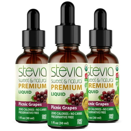 3 Pack ) Grapes Drops | Organic Liquid | Best Sugar Substitute | 100% Pure Extract | Naturally Sweet | Non-Bitter  0 Calorie  NON-GMO  Diabetic & Keto