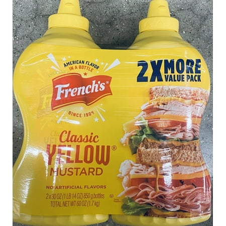 French S 100% Natural Classic Yellow Mustard 30 Oz Bottle - 2 PACK