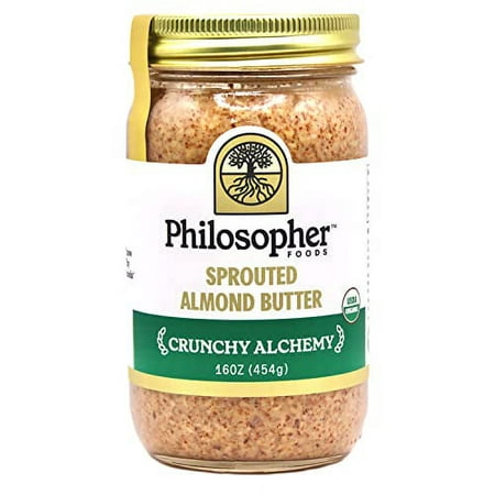 Crunchy Sprouted Almond Nut Butter  16 Oz. – Thick Organic Butter  Natural Sweetness  Stone Ground Almonds  Keto Snack  Vegan Butter  Paleo & Small 