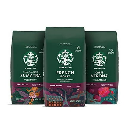 Starbucks Dark Roast Ground Coffee—Variety Pack—3 Bags (12 Oz Each)