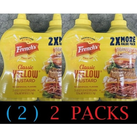 2x French S 100% Natural Classic Yellow Mustard 30 Oz Bottle - 2 PACKS