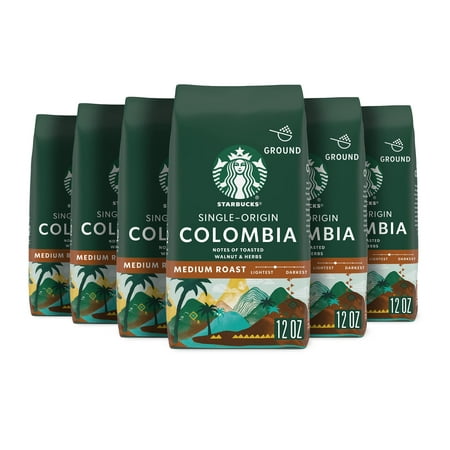 Starbucks Ground Coffeeâ€”Medium Roast Coffeeâ€”Colombiaâ€”100% Arabicaâ€”6 Bags (12 Oz Each)