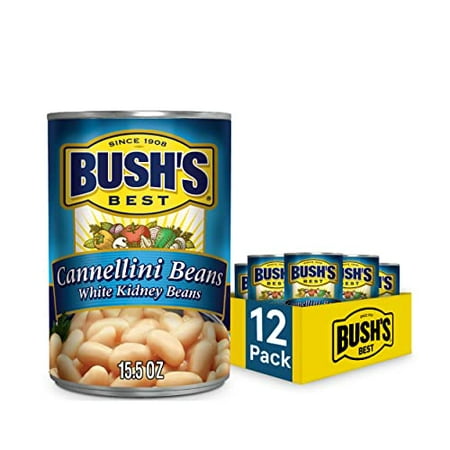 BUSH S BEST 15.5 Oz Canned Cannellini Beans  Source of Plant Based Protein and Fiber  Low Fat  Gluten Free  (Pack of 12)