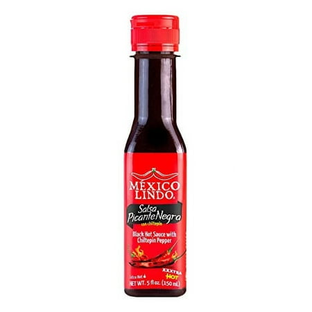 Mexico Lindo Picante Negra Xxxtra Hot Sauce | Scoville Unit Level 80 000 | Sugar Free | 5 Fl Oz Bottles (Pack of 12)