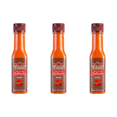 Mexico Lindo Chiltepin Hot Sauce | 14 200 Scoville Level | Traditional Spicy Flavor | 5 Fl Oz Bottles (Pack of 3)
