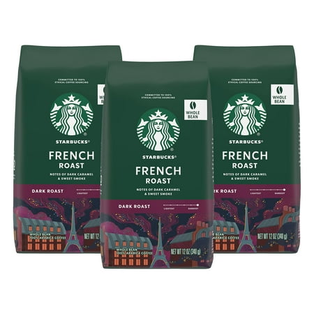 Starbucks French Roast Whole Bean Coffee(Extra Bold)  12 Oz Bags 3 Pk