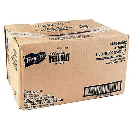 French S Classic Yellow Mustard Packets  1500 Count - One 1500 Count Individual Yellow Mustard Packets  Perfect Single-Serve Size for Delivery and Tak