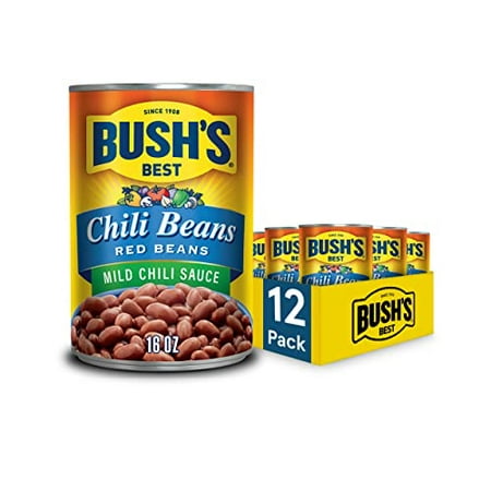 BUSH S BEST 16 Oz Canned Mild Red Chili Beans  Source of Plant Based Protein and Fiber  Low Fat  Gluten Free  (Pack of 12)