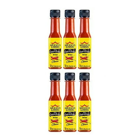 Mexico Lindo Chile De Arbol Hot Sauce Ingredients | 12 190 Scoville Level | Classic Flavor | 5 Fl Oz Bottles (Pack of 6)