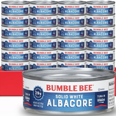 Solid White Albacore Tuna in Water  5 Oz Can (Pack of 24) - Wild Caught Tuna - 29g Protein per Serving - Non-GMO Project Verified  Gluten Free  Kosher