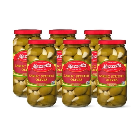 Garlic Stuffed Olives  10 Ounce Dr. Wt. Glass Jar  6 Pack