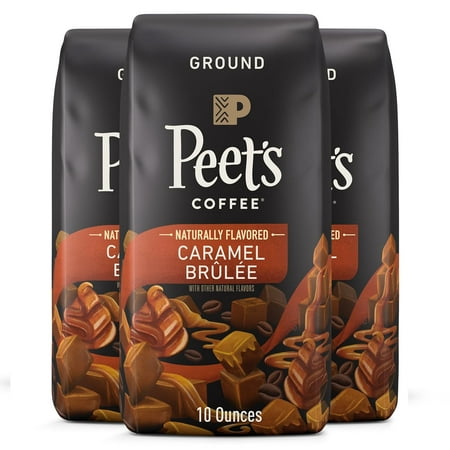 Peet S Flavored Coffee  Caramel Brulee Ground Coffee  30 Ounces (Three Bags of 10oz)  Light Roast