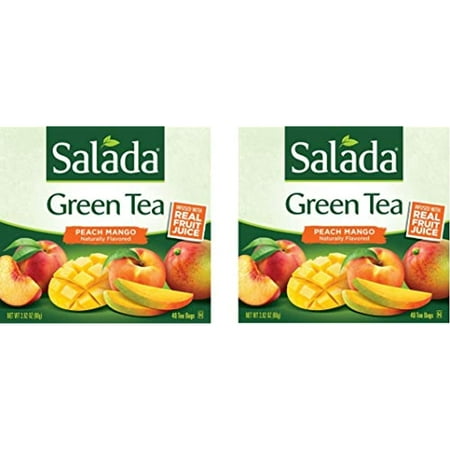 Salada Green Tea Infused with Fruit Juice (Peach Mango  40 Tea Bags (Pack of 2) - 80 Bags Total)