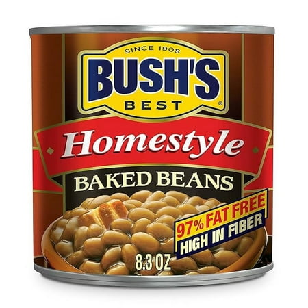 BUSH S BEST Homestyle Baked Beans  Source of Plant Based Protein and Fiber  Low Fat  Gluten Free  8.3 Oz