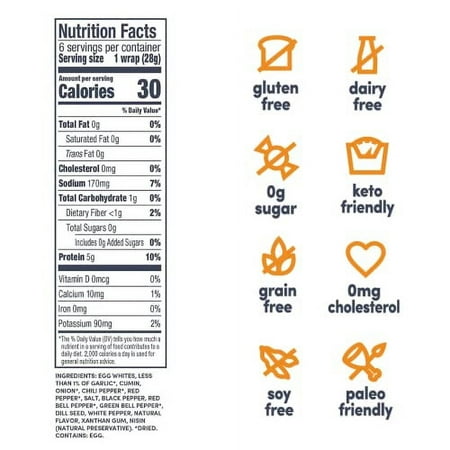Egglife Egg White Wraps  Southwest  Egg White Wraps  12 Total Wraps (2-6 Packs) - Gluten Free  Dairy Free  No Flour  Sugar Free  Keto Friendly  Paleo 