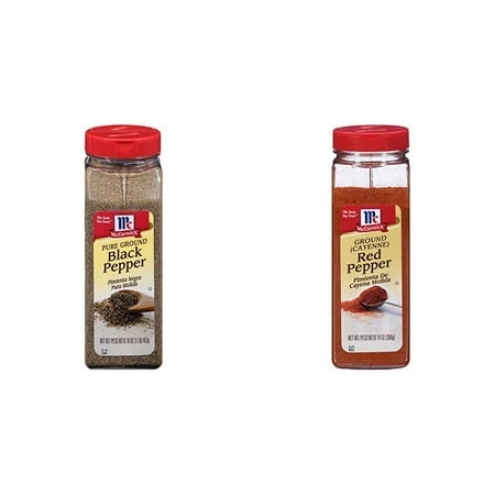 Mccormick Pure Ground Black Pepper  16 Oz & Ground Cayenne Red Pepper  14 Ounce
