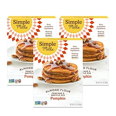 Simple Mills Almond Flour Pancake & Waffle Mix  Pumpkin - Gluten Free  Plant Based  Paleo Friendly  Breakfast 10.7 Ounce (Pack of 3)