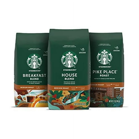Starbucks Ground Coffee  Medium Roast Variety Pack  100% Arabica  3 Bags (12 Oz Each)