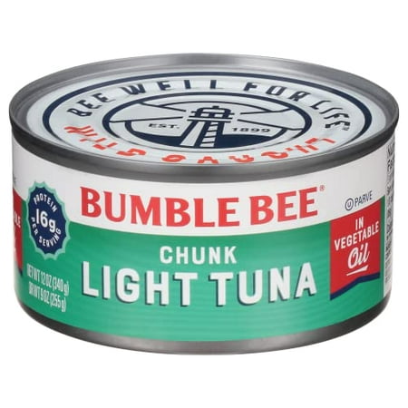 Bumble Bee Chunk Light Tuna in Oil  12 Oz Cans (Pack of 12) - Wild Caught Tuna - 16g Protein per Serving - Non-GMO Project Verified  Gluten Free  Kosh