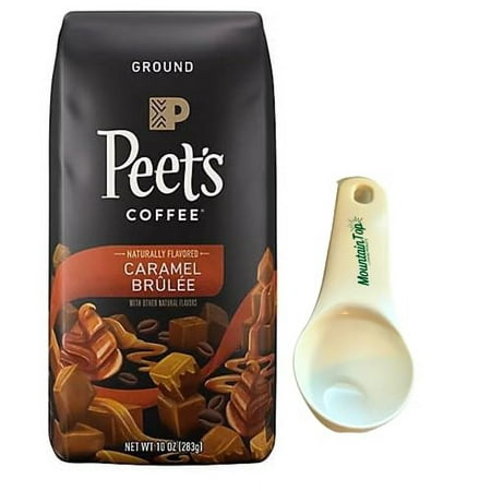 Coffee  Caramel Brulee Light Roast Ground Coffee - 10Oz Bag with Mountaintop Premium Coffee Spoon