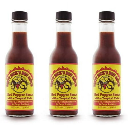Dirty Dicks Original Hot Sauce  5 Fl Oz - Award-Winning Blend of Habanero  Tropical Fruits & Spices (Pack of 3)