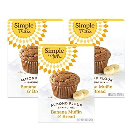Simple Mills Almond Flour Baking Mix  Banana Muffin & Bread Mix - Gluten Free  Plant Based  Paleo Friendly  9 Ounce (Pack of 3)