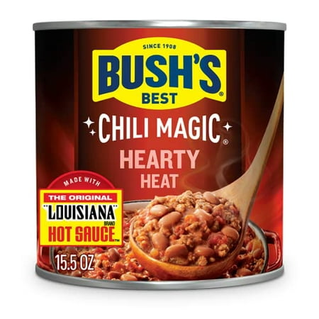 BUSH S BEST 15.5 Oz Canned Chili Magic Chili Beans Hearty Heat  Source of Plant Based Protein and Fiber  Low Fat  Gluten Free  (Pack of 12)