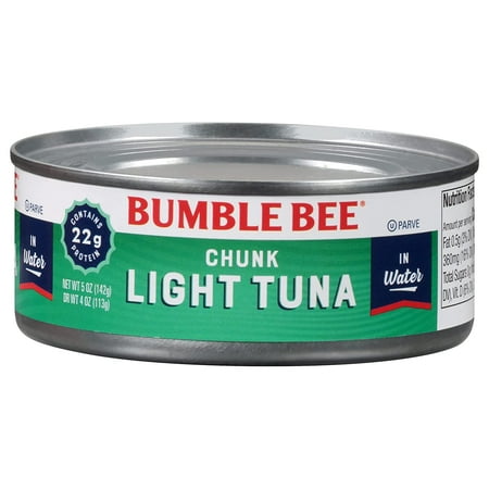 Chunk Light Tuna in Water  5 Oz Cans (Pack of 48) - Wild Caught Tuna - 22g Protein per Serving - Non-GMO Project Verified  Gluten Free  Kosher - Great