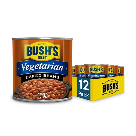 BUSH S BEST 16 Oz Canned Homestyle Baked Beans  Source of Plant Based Protein and Fiber  Low Fat  Gluten Free  (Pack of 12)