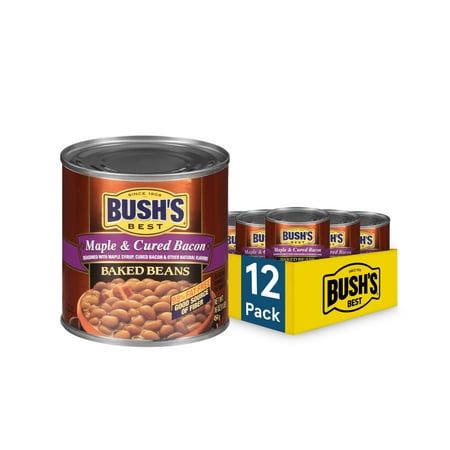 BUSH S BEST 16 Oz Boston Recipe Baked Beans  Canned Baked Beans  Source of Plant Based Protein and Fiber  Low Fat  Gluten Free  (Pack of 12)
