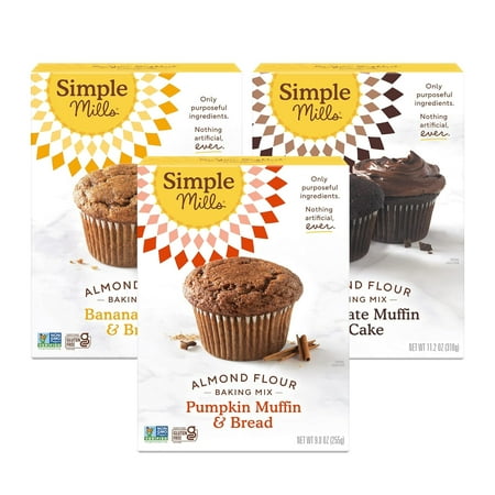 Almond Flour Baking Mix Variety Pack (Banana Muffin & Bread  Chocolate Muffin & Cake  Pumpkin Muffin & Bread) - Gluten Free  Plant Based (Pack of 3)