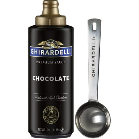 Ghirardelli Chocolate Squeeze Bottle  16 Ounce with Ghirardelli Stamped Barista Spoon