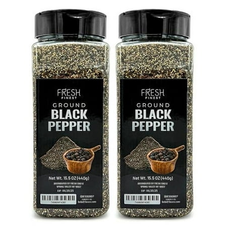Fresh Finest Coarse Black Pepper â€“ 15.5oz Ground Pepper â€“ Freshly Ground Black Pepper Bulk for Home and Commercial Cooking - Course Grin