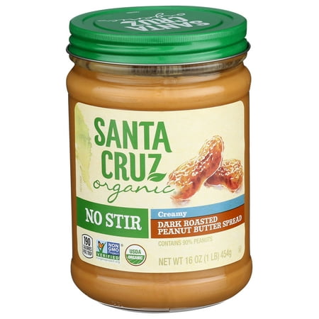 Santa Cruz Organic Organic No Stir Dark Roast Creamy Peanut Butter Spread  16 Oz