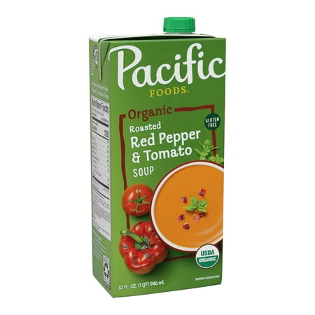 Pacific Foods Organic Creamy Roasted Red Pepper & Tomato Soup  32 Ounce Resealable Carton