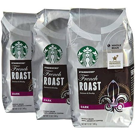Starbucks French Roast Whole Bean Coffee(Extra Bold)  12 Oz Bags 3 Pk