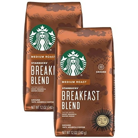Starbucks Breakfast Blend Coffee  Medium Roast Ground Coffee  Made with Ground Arabica Coffee  Flavorlock Packaging for Fresh Flavor  12-Ounce Bag (Pa
