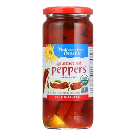 Mediterranean Organic Organic Fire Roasted Gourmet Red Peppers - Case of 12 - 16 Oz