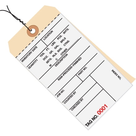 6 1/4 X 3 1/8  5500-5999 Inventory Tags Carbonless #8 Pre-Wired 500/Case