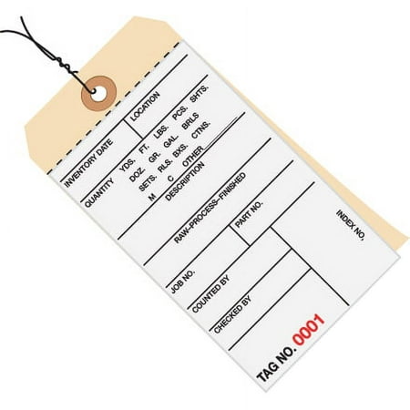 6 1/4 X 3 1/8  5000-5499 Inventory Hang Tags #8 Pre-Wired 500/Case