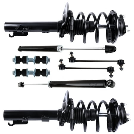 ECCPP Front Strut Spring Assembly Rear Shock Absorber Stabilizer Bar Link Kit Fits 2006-2010 for Ford Focus Replace for 172257 172258 5796 K80066 K901