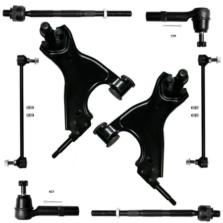 SCITOO 8pcs Front Suspension Kit 2 Lower Control Arm W/Ball Joints 2 Sway Bar 2 Outer 2 Inner Tie Rod Compatible Fit 09-17 Chevy Traverse 08-2017 Buic