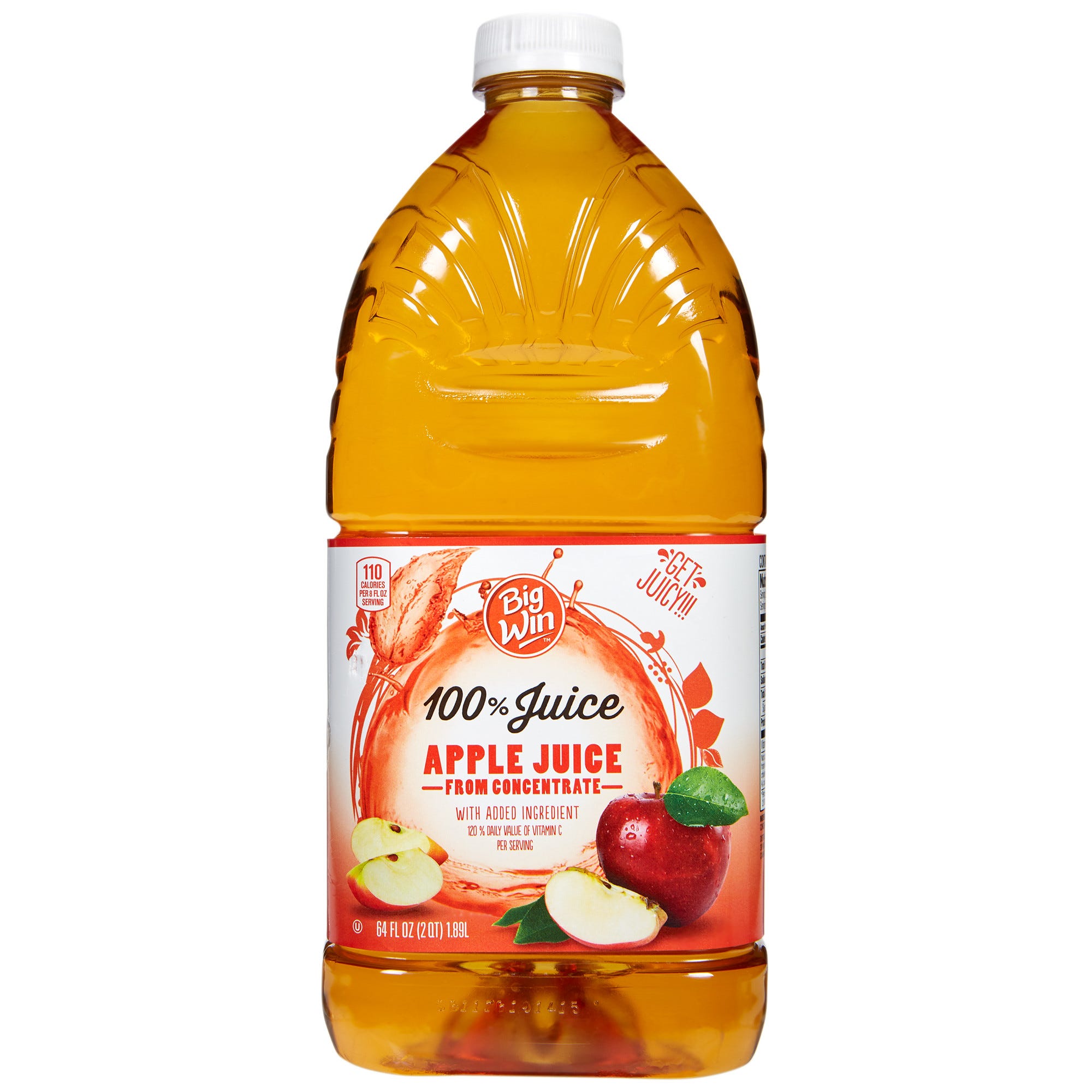 Big Win Apple Juice, 100% Juice - 64 Fl Oz