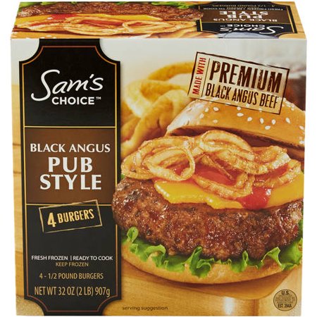 Sam's Choice Pub Style Black Angus Beef Burgers, 2 Lbs
