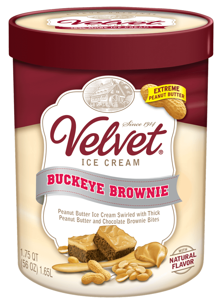 Buckeye Brownie Peanut Butter Ice Cream Swirled with Thick Peanut Butter and Chocolate Brownie Bites