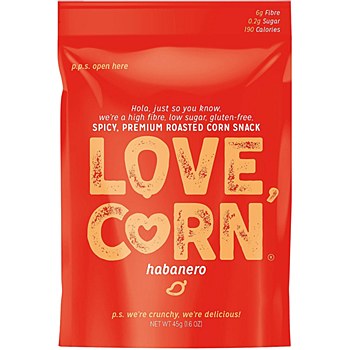 Love Corn, Habanero Chili Roasted Crunchy Corn Snack, 1.6 Oz (Case of 10)