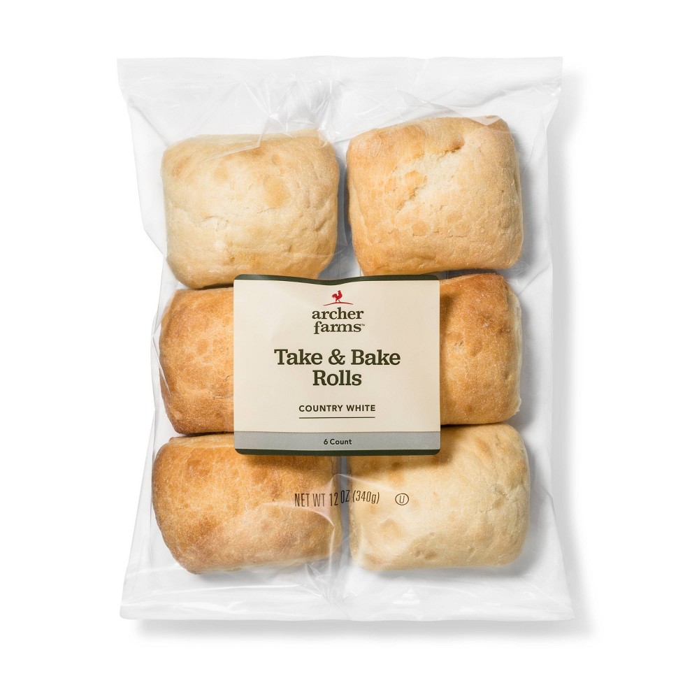 Take & Bake Country White Rolls - 6ct - Archer Farms Image