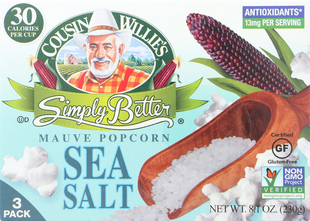 FODMAPs, Gluten & More COUSIN WILLIE'S SIMPLY BETTER, MAUVE POPCORN